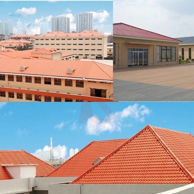 Protección contra incendios PVC Tejas resina sintética corrugada azulejos de techo españoles para proyectos de construcción de oficinas grado B1