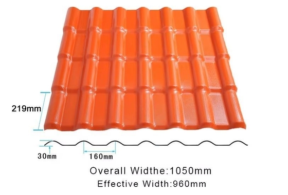 Listado de materiales de construcción ASA Tejas de techo sintéticas de resina con un grosor de 2,3 a 3,0 mm y una duración de color de 10 años