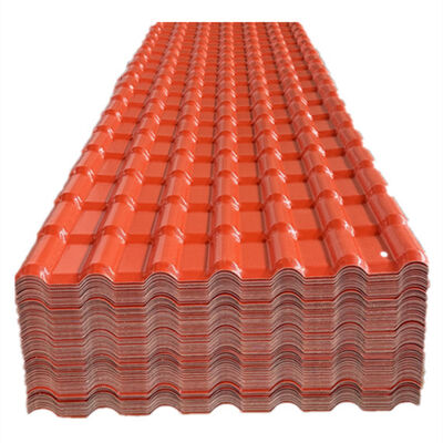 Synthetic Resin Spanish PVC Roof Tile with ASA High Weatherability 2.3mm thickness and brick red color